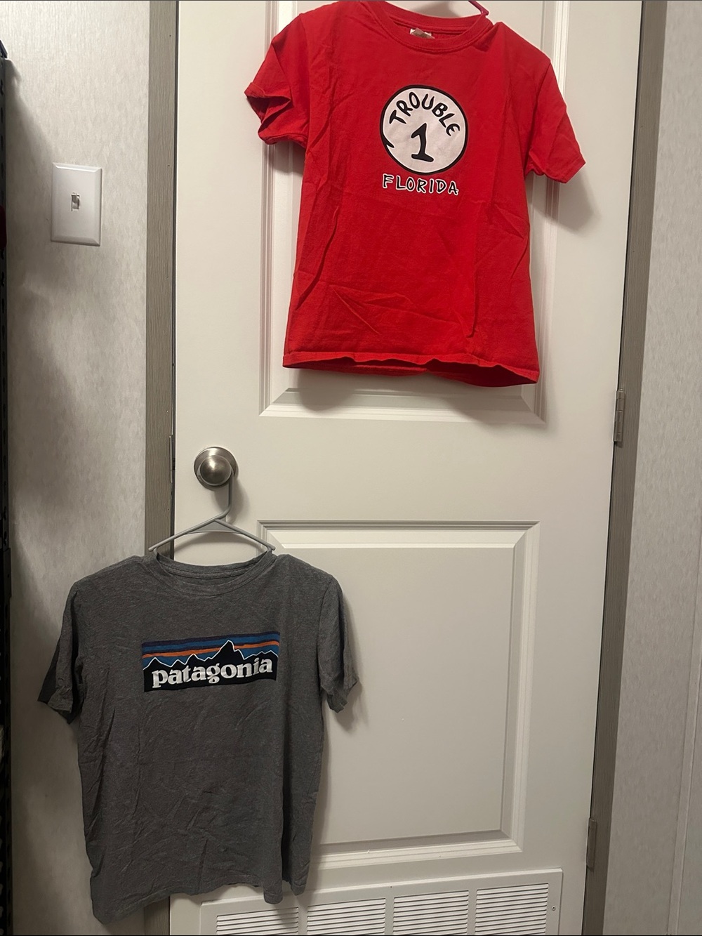 Patagonia Kids Gray Logo Tee with Mountain Stripe